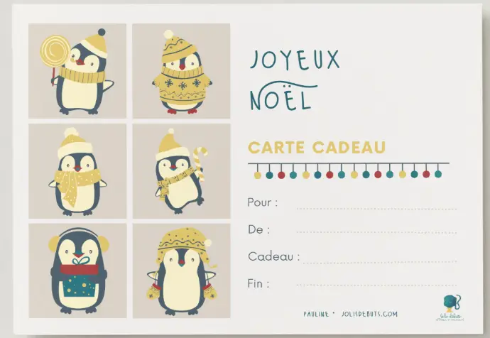 carte cadeau de noël pour grossesse et post-partum